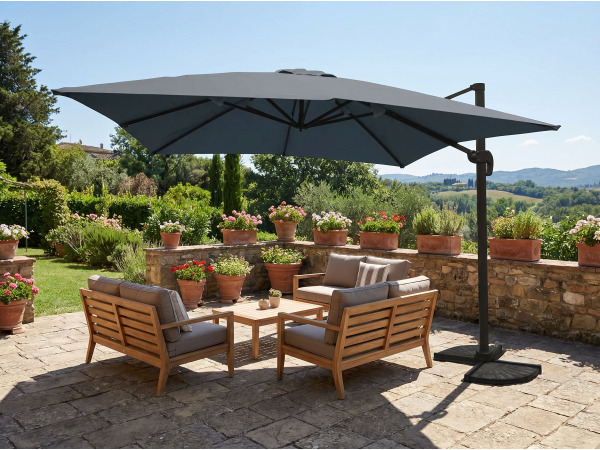 Hangende parasol donkergrijs 300x300cm 