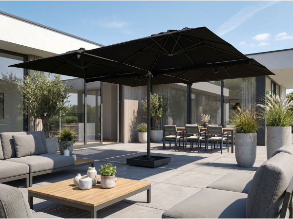 Vierdubbele hangende parasol zwart 4 * 300x300cm