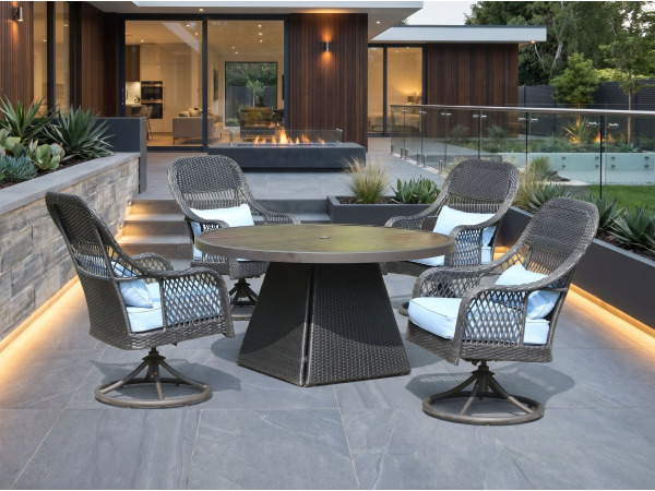REDONDA | 5-delig | Antraciet wicker + Blauwe kussens