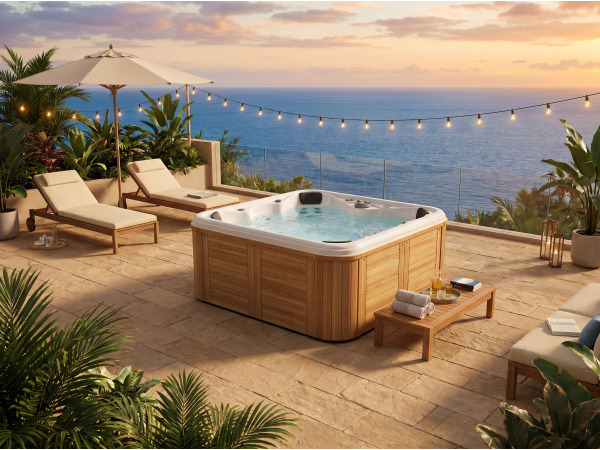 5 Persoons Outdoor Spa 208x208 cm - incl. 2 ligbedden - Wit 