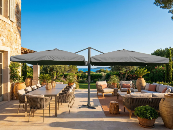 Dubbele hangende parasol Donkergrijs (2 * 300x400cm)