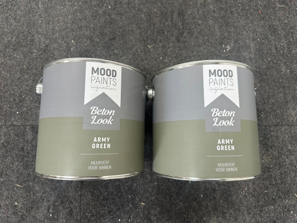 2x Moodpaints muurverf betonlook Army Green 2,5L
