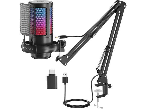 Strolox Microfoon met arm - USB - gaming - RGB
