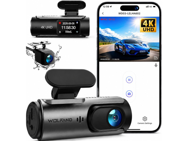 WOLFANG 4K WiFi Dashcam - 170° Groothoek