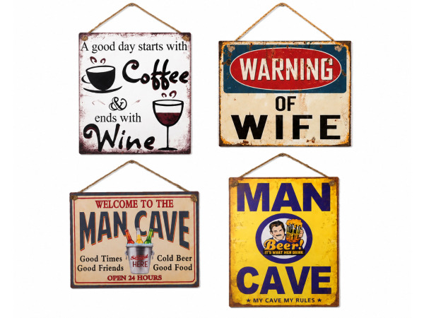 Mancave Metalen Wandborden Set 4-delig