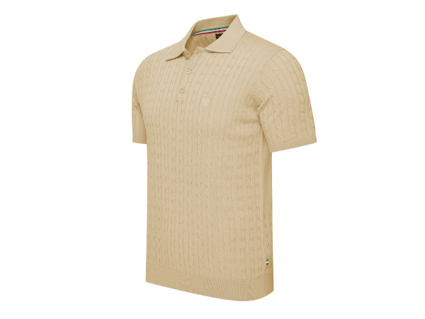 Cappuccino Italia Caorle Cable Knit Polo Sand - L