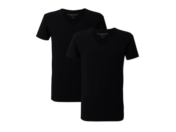 McGregor Premium stretch t-shirt 2-pack V-neck zwart maat S