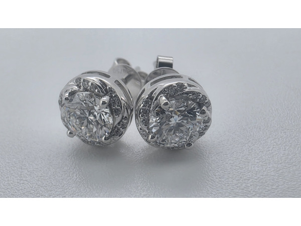 Wit gouden oorbellen met diamant 2 x 0,50 crt ( IGI )