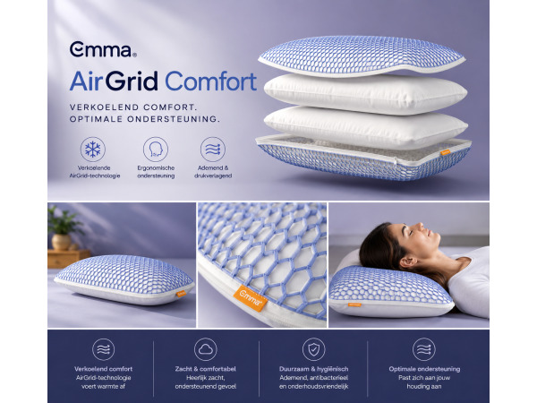 2X Emma AirGrid Comfort Kussen 70X40 cm