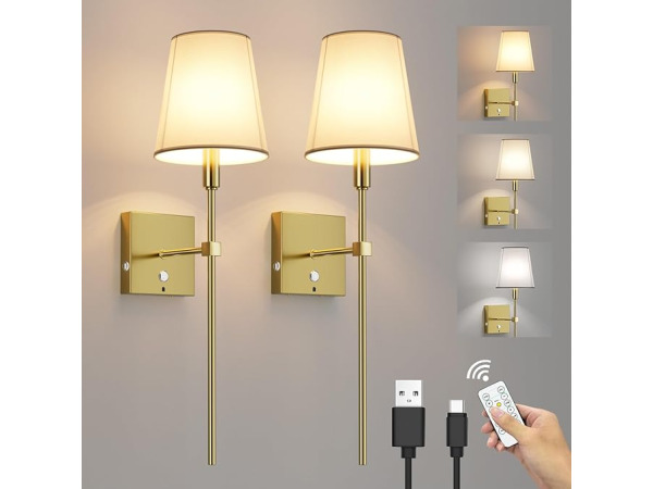 Coinmit Draadloze Wandlamp (2 Stuks) Goudkleurig