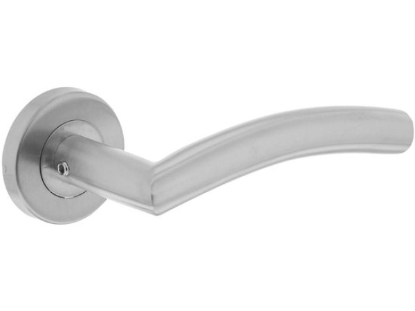 Intersteel deurkruk - Lisa 90° - Rond rozet - RVS geborsteld