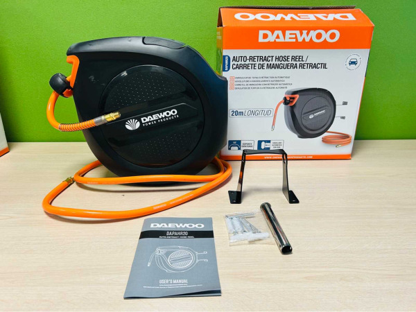Daewoo luchtslanghaspel 20m automatisch oprolbaar DAPAHR20