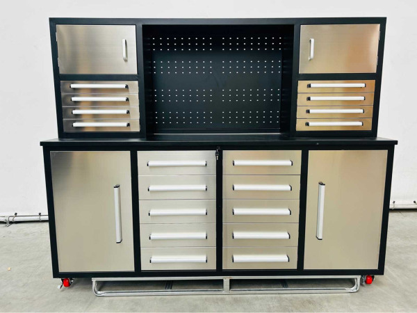 Garagewerkbank met opbouwkast 220x58x170cm