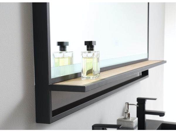Casajoy LED spiegel zwart RVS met planchet 80cm