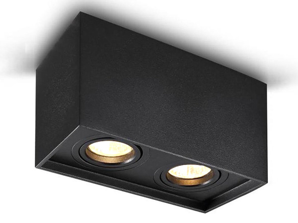 2x GU10 Opbouwspot Armatuur dual fittingen zwart kantelbaar
