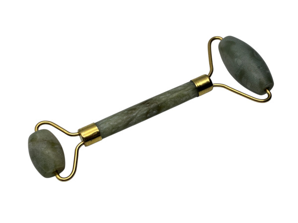 Elegante Jade Gezichtsroller met Goudkleurige Accenten