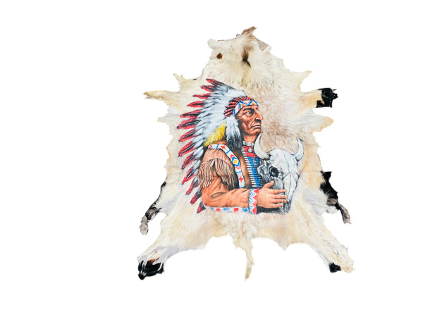 Decoratieve Huid met Beschildering Indiaan & Buffelschedel