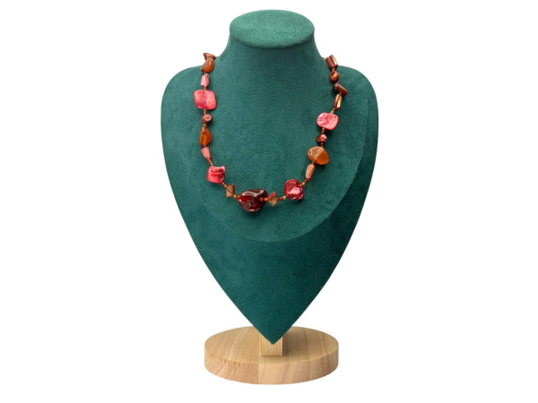 Prachtig Collier met Carneool, Parelmoer en Barokparels