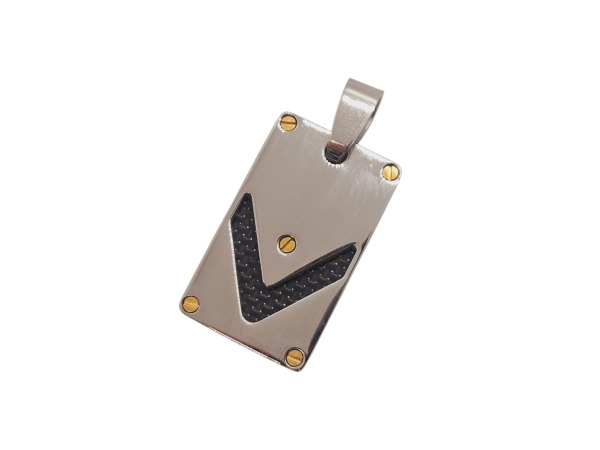 Stoere Edelstalen Hanger met Carbon Fiber Inleg