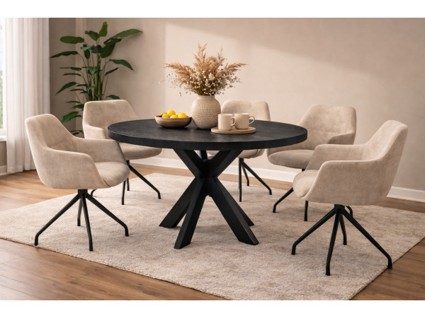  Eettafel Villa Rond - Diameter 130 - Hout - Matrixpoot