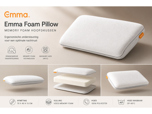2x Emma Visco Foam Pillow 70×40×13 cm – Ergonomisch