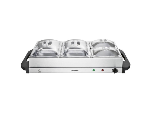 Buffetverwarmer 300W Inclusief 4 RVS Schalen Met Deksel