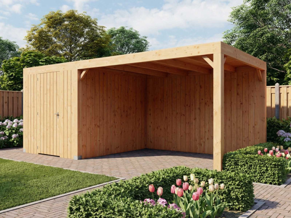 Terrasoverkapping met berging 414x750x244 cm