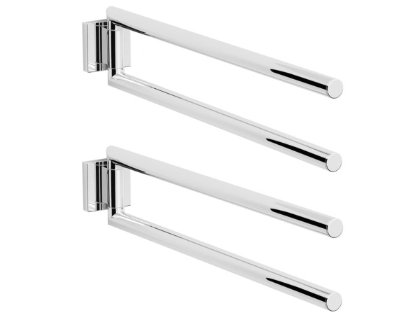 2x Alterna handdoekhouder 2-lids 40x5x9cm Siena chroom