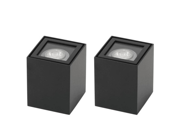 2x Base on opbouwspot GU10 kantelbaar 80x80mm zwart