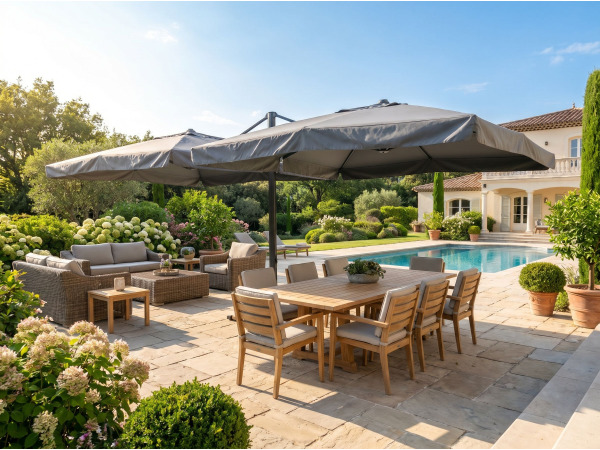 Dubbele hangende parasol Donkergrijs (2 * 300x300cm)