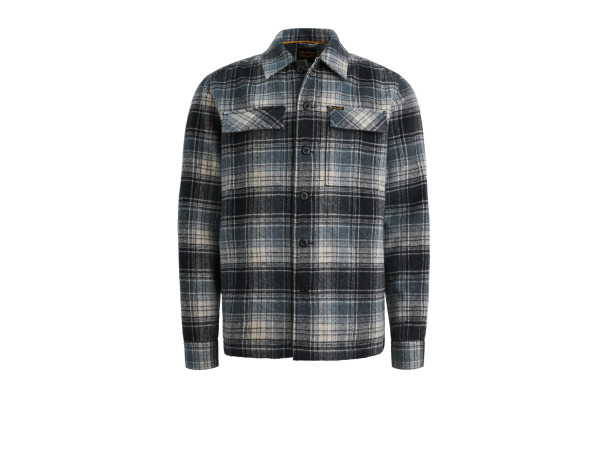 PME Legend geruit overshirt met wol blauw XL