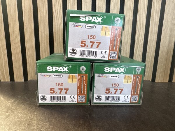 3 Dozen SPAX Schroeven 5x77 mm – 450 stuks totaal