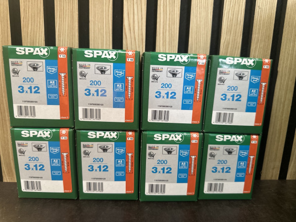 8 dozen SPAX RVS schroeven 3x12 mm A2 T10 – 200 stuks per do