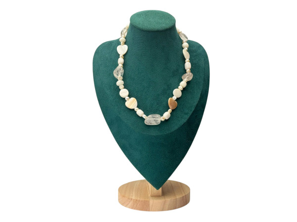 Elegant Collier met Parelmoeren Harten, Zoetwaterparels