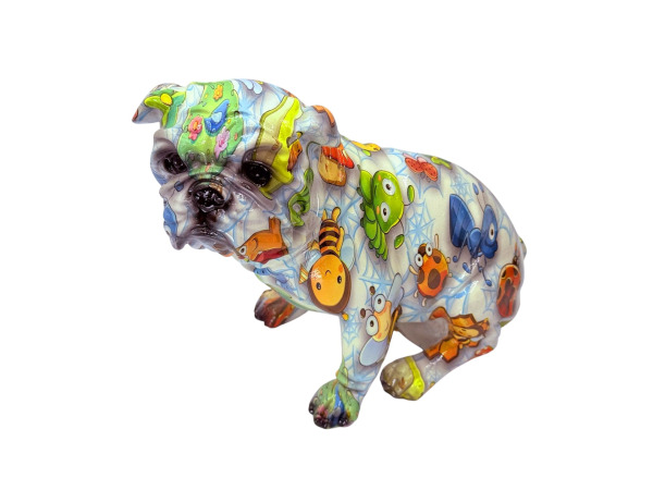 Kleurrijk Pop-Art Bulldog Sculptuur Vrolijk Insectenmotief
