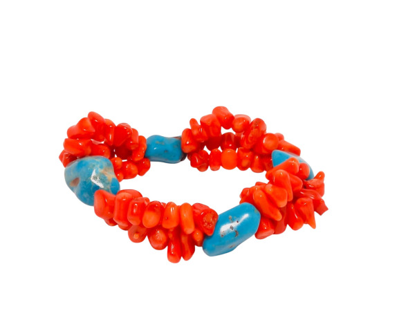 Sieraad | Bloedkoraal & Turkoois Statement Armband