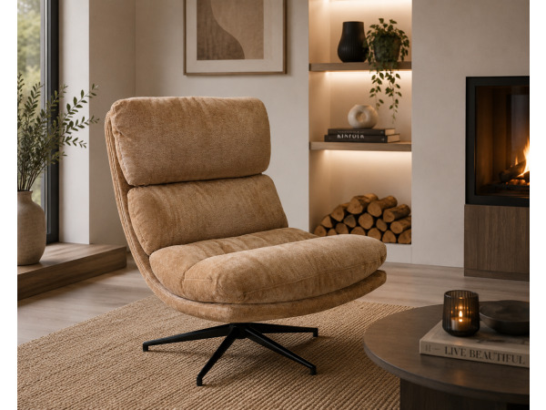 Fauteuil Loma - Draaibaar - Weefstof - Bruin