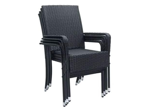 Polyrotan Tuinstoelen Yoro - 4-delig - Zwart - Stapelbaar