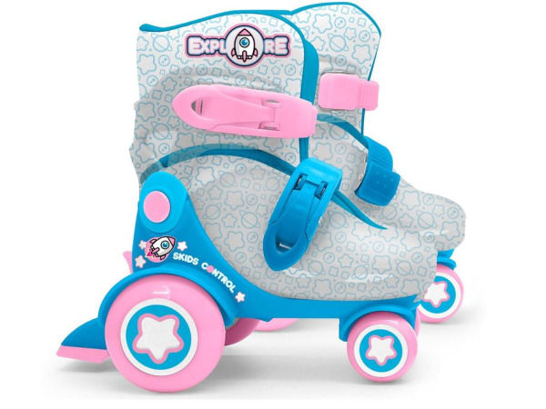 Rolschaatsen Explore voor meisjes, blauw-roze  maat 23-26