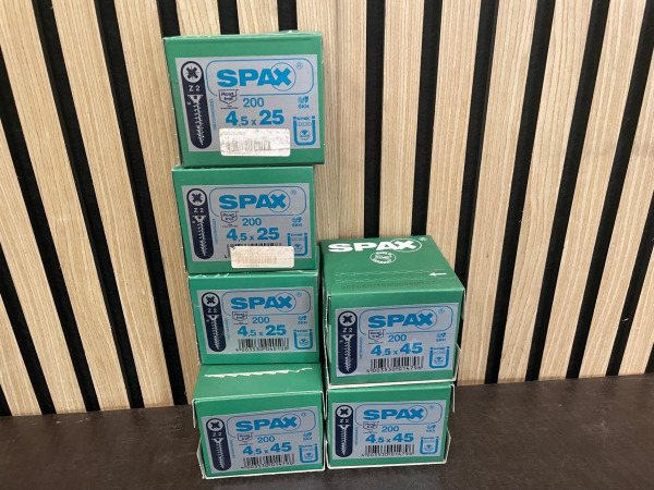  SPAX RVS schroeven 4,5x25 & 4,5x45 mm – 1.200 stuks