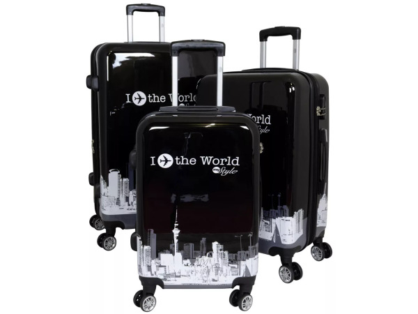 Design Kofferset 3-teilig - Fly the World Black