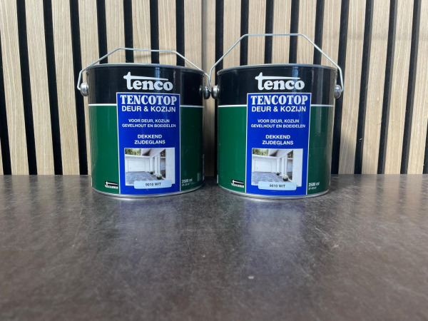 2x TencoTop Deur & Kozijn 2,5L – 9010 Wit  Dekkend Zijdeglas