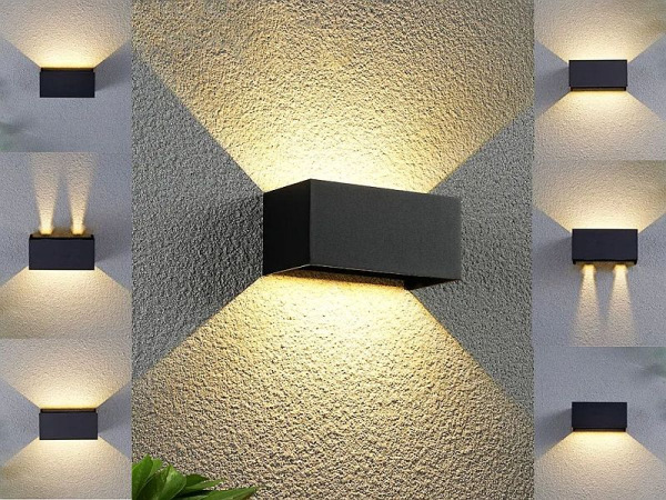 12x 12W LED zwart Wandlamp 4 licht verstelbaar waterdicht