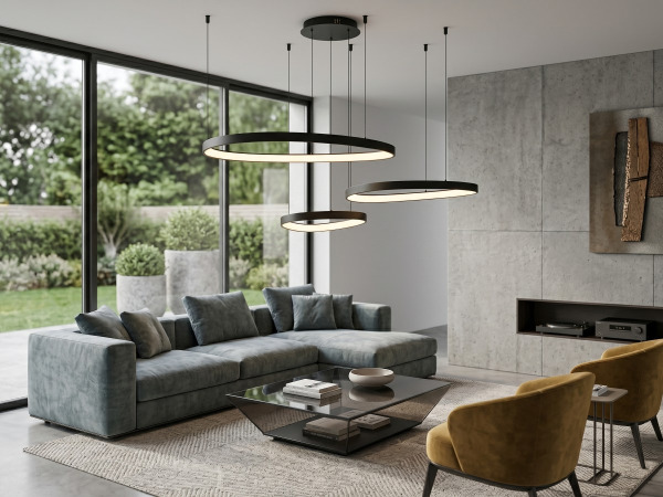 Hanglamp Zwart 42cm&62cm&82cm Trio Ring 160W LED CCT 3 Kleur