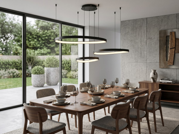 Hanglamp Zwart 42cm&62cm&82cm Trio Ring 160W LED CCT 3 Kleur