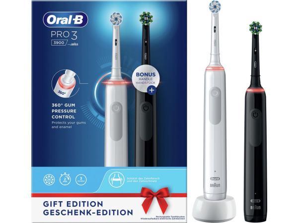 Oral-B Pro 3 3900 - Elektrische Tandenborstel -Duoverpakking