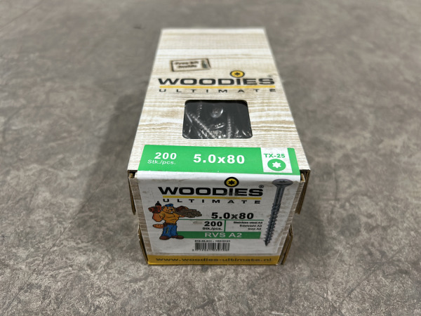 3x Woodies spaanplaatschroeven 5,0×80mm TX25 200-pack