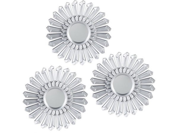 Sierspiegel zon 3 stuks ronde hangspiegels zilver