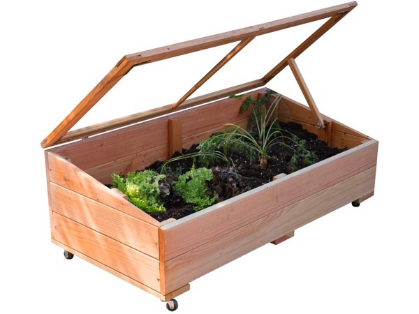 2x Verrijdbare Moestuinbak met plexiglas deksel 100x50x36cm