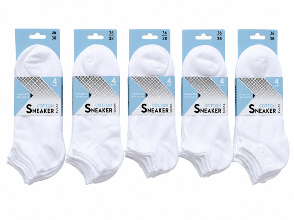 5x Comfortabele Naadloze Sneaker Sokken 4 Paar Maat 36-38